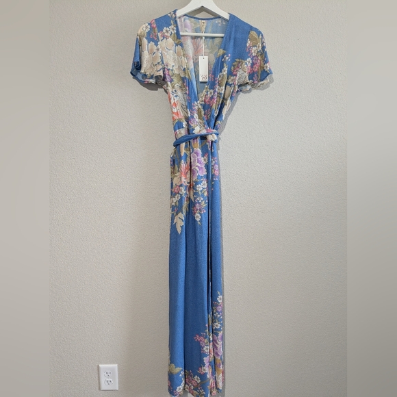 NWT Spell And The Gypsy Designs Collective Blue Skies Wrap Floral Dress 2015 XS - Picture 4 of 14